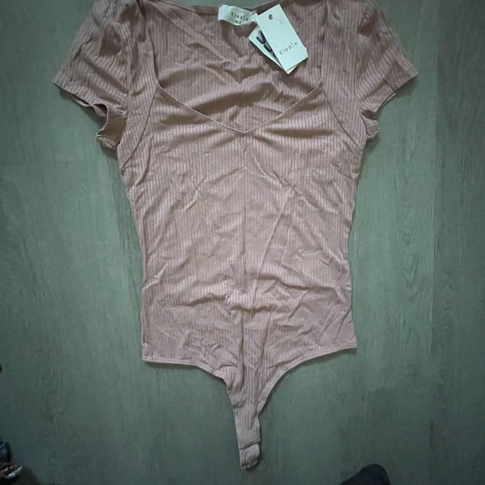 Elodie Pink Ribbed Bodysuit